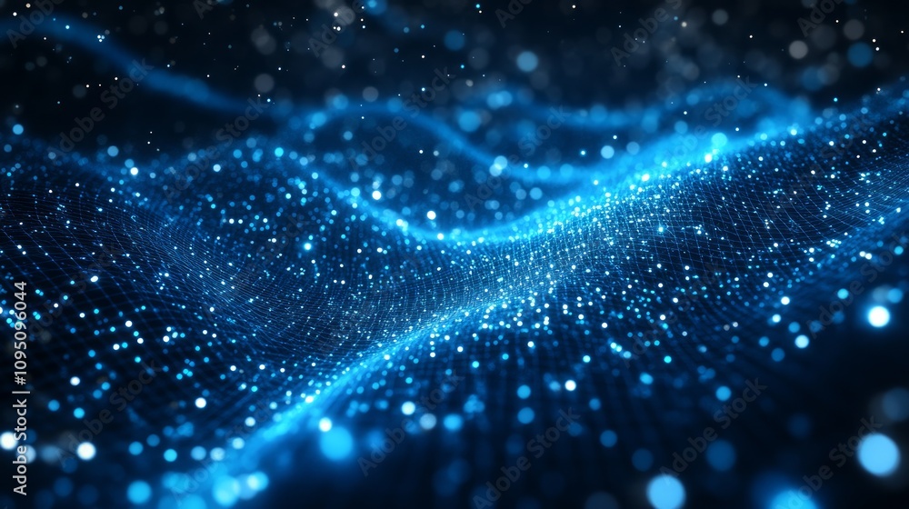 Abstract blue particle wave background. Abstract blue particle wave background.