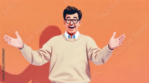 Animated Middle-Aged Man Enthusiastically Explaining an Idea