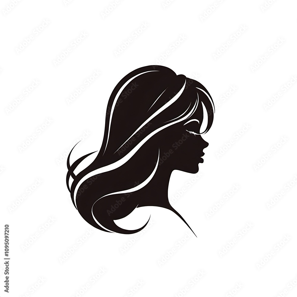 Woman logo beauty hair. luxury,salon,spa, concept , silhouette , isolated on white background Woman logo beauty hair. luxury,salon,spa, concept , silhouette , isolated on white background