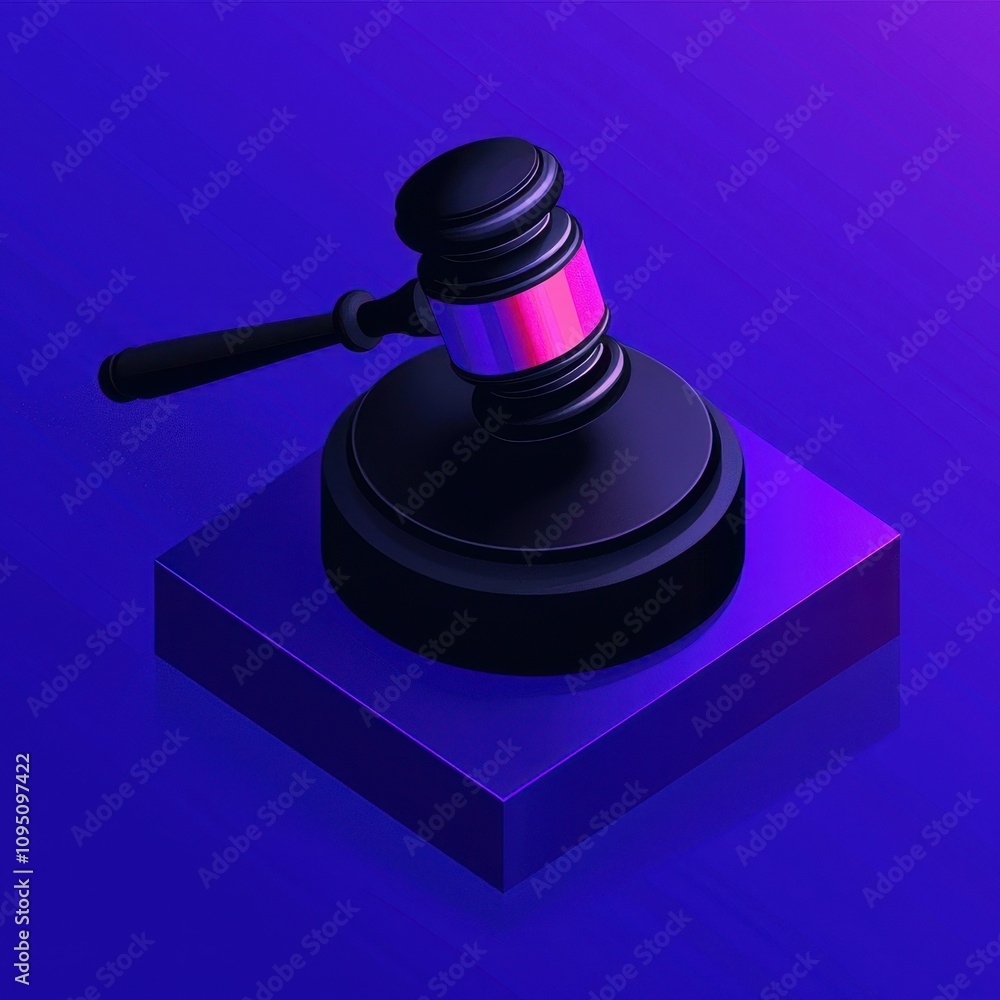 Social Media Regulation Concept. A stylized gavel on a purple background, symbolizing justice, law, and authority in a modern, digital context. Social Media Regulation Concept. A stylized gavel on a purple background, symbolizing justice, law, and authority in a modern, digital context.