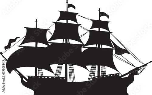 Sailing ship vector silhouette