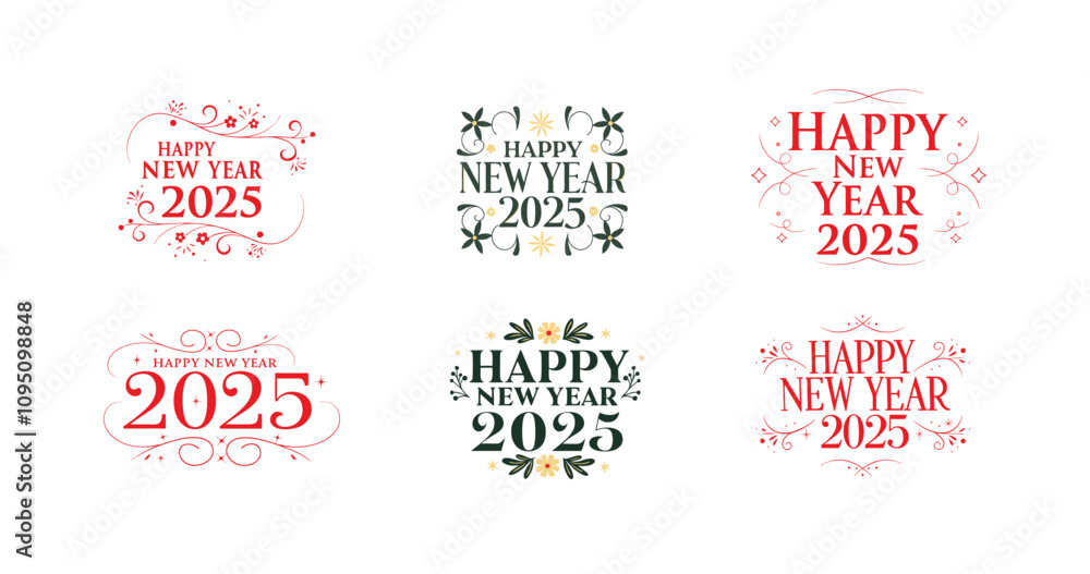 Happy new year! typography design vector bundle Happy new year! typography design vector bundle