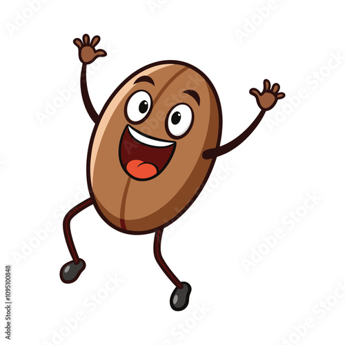 Coffee Bean Mascot Vector - Cute and Funny Cartoon Character with Expressions, Playful Coffee Art for Cafe Decor