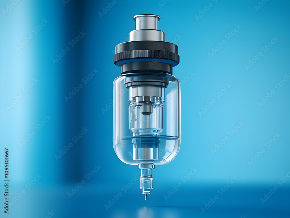 3D Illustration, Medical Device Rendering, Blue Background 3D Illustration, Medical Device Rendering, Blue Background