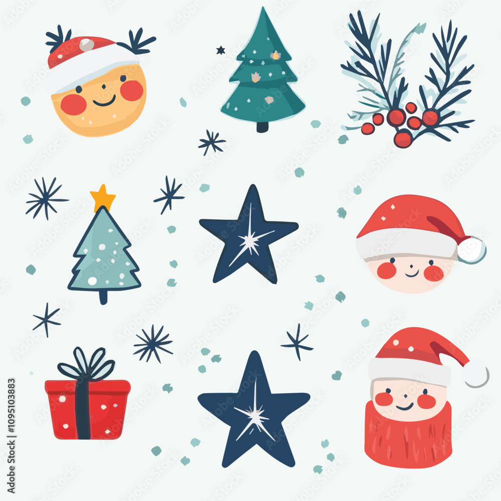 Vector set of cute Christmas Elements concepts Vector set of cute Christmas Elements concepts
