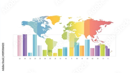 Bars graph breaks down revenue by region for global business background wallpaper AI generated image