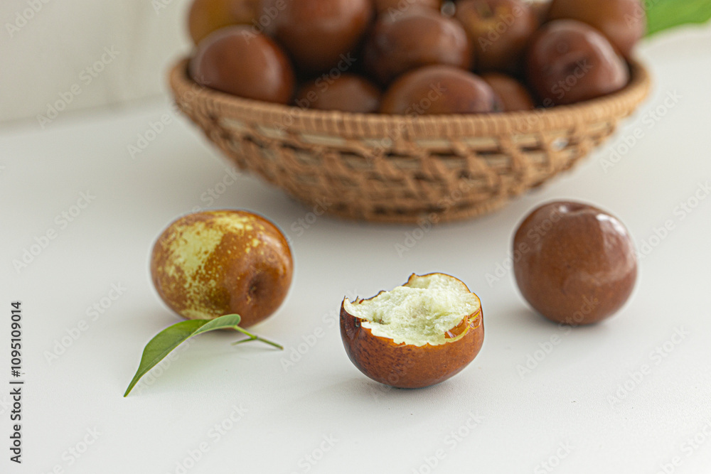 Jujube or Monkey apple fruit isolated on white background Jujube or Monkey apple fruit isolated on white background