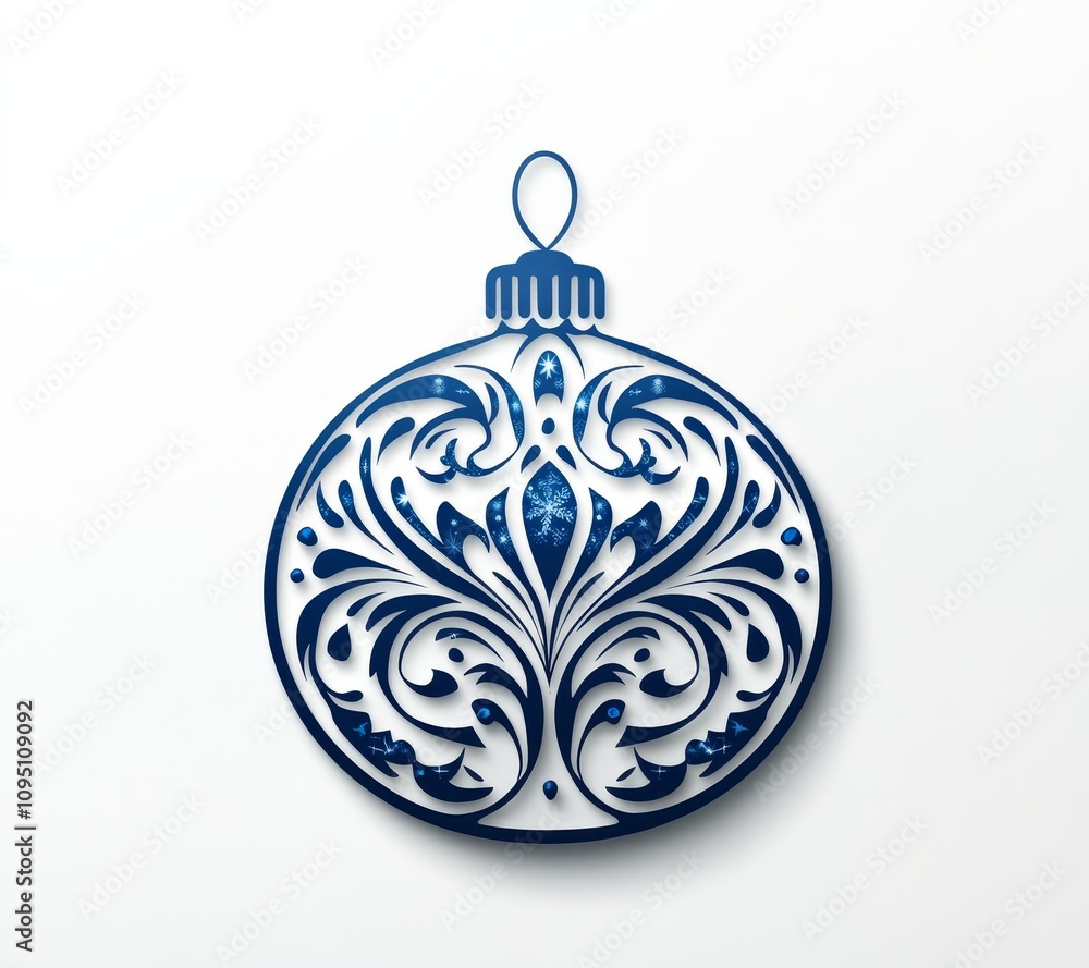 Elegant blue christmas ornament holiday decor digital artwork minimalist style close-up view festive celebration theme Elegant blue christmas ornament holiday decor digital artwork minimalist style close-up view festive celebration theme