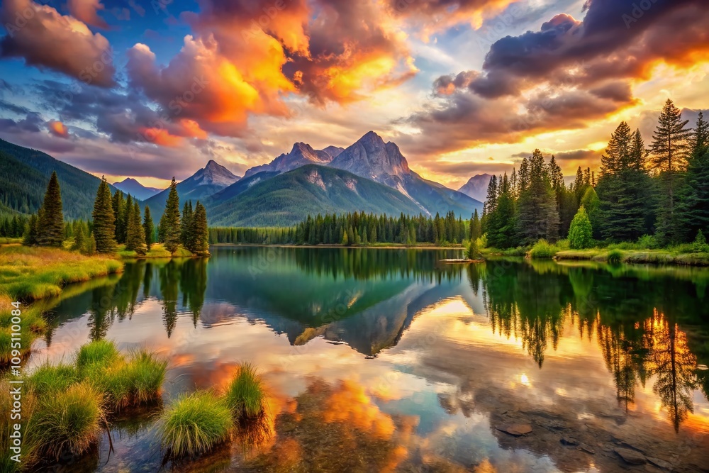 Stunning Landscape Photography of Breathtaking Mountain Views and Serene Lakes Under a Vibrant Sunset Sky, Perfect for Nature Enthusiasts and Travel Lovers Stunning Landscape Photography of Breathtaking Mountain Views and Serene Lakes Under a Vibrant Sunset Sky, Perfect for Nature Enthusiasts and Travel Lovers