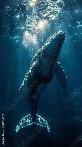 whale under water photo