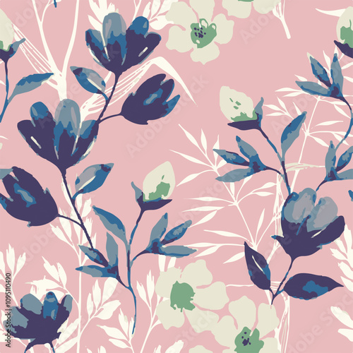 botanical floral vector seamless pattern with roses herbs and leaves big set background with flowers