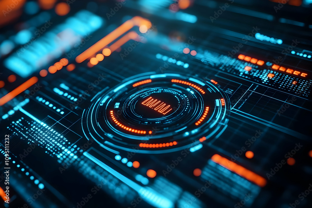 3D Illustration Futuristic Technology Data Interface HUD 3D Illustration Futuristic Technology Data Interface HUD