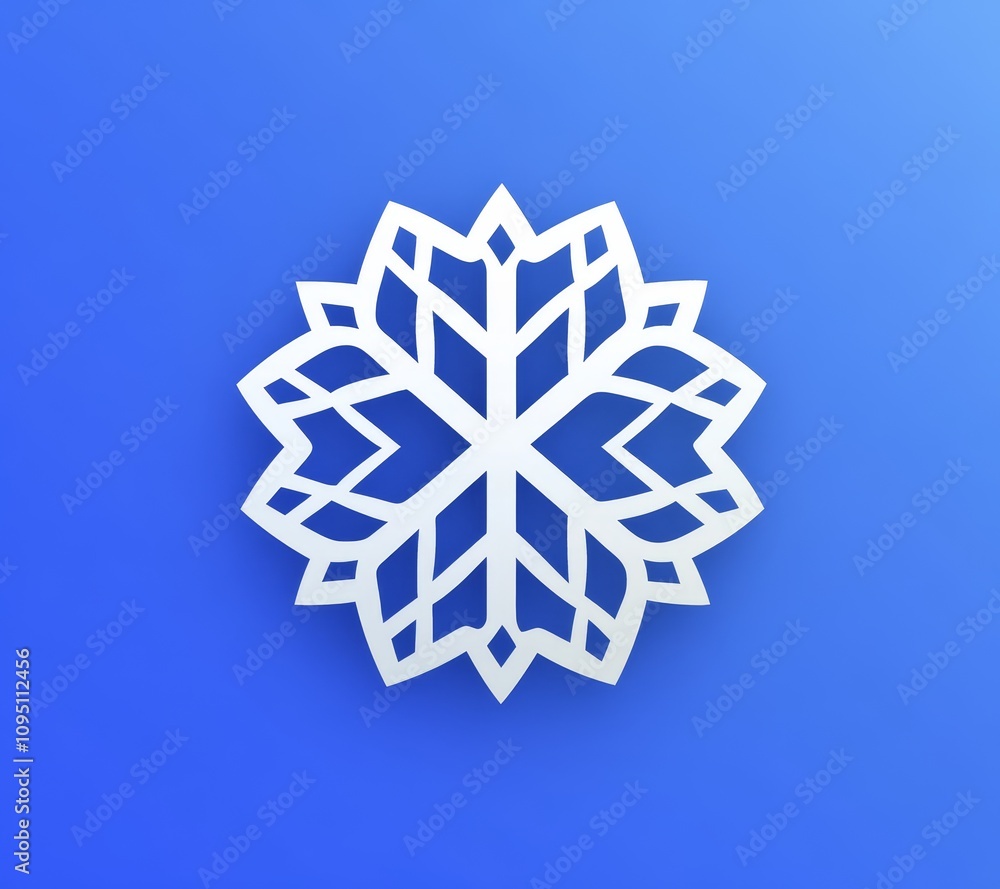 Snowflake symbol abstract design digital art blue background minimalist style nature concept for visual impact Snowflake symbol abstract design digital art blue background minimalist style nature concept for visual impact