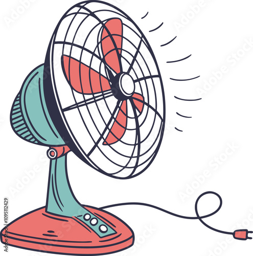A Beautiful color Electric fan icons vector on white background