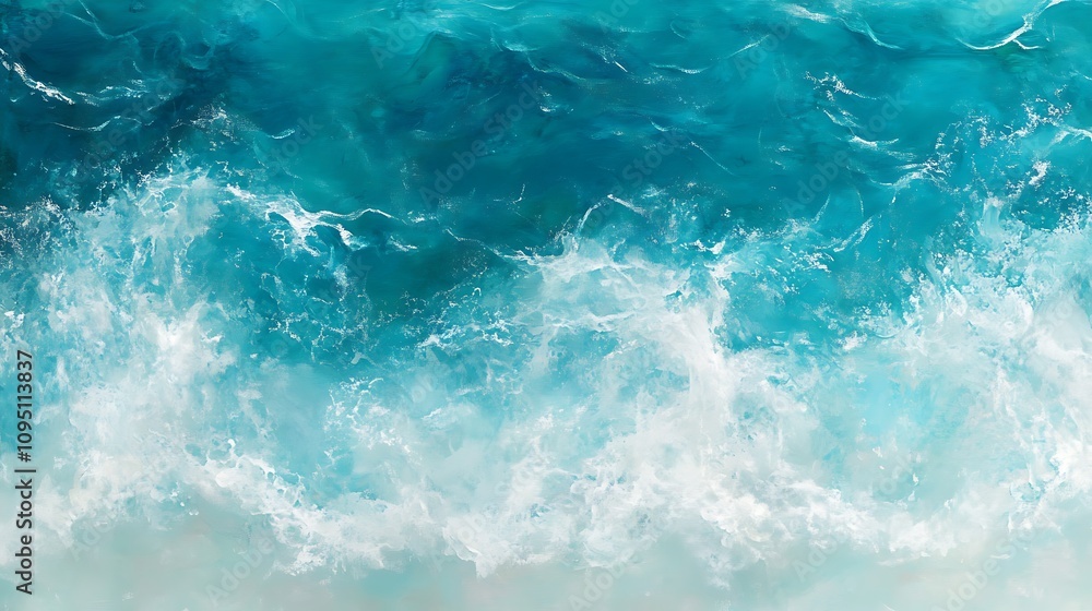 surface waves on the beach, Blue sea surface, water wave surface, blue water wave, top view surface waves on the beach, Blue sea surface, water wave surface, blue water wave, top view