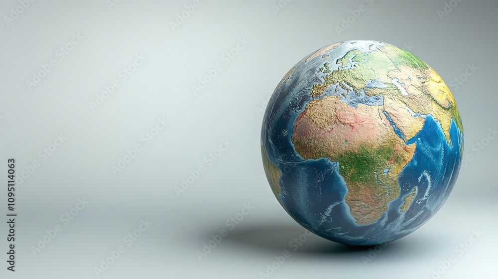 Realistic Earth globe on light empty background. Realistic Earth globe on light empty background.
