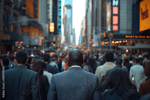 Gray Suits, Anonymous Men Walking Skyscrapers Metropolitan Area