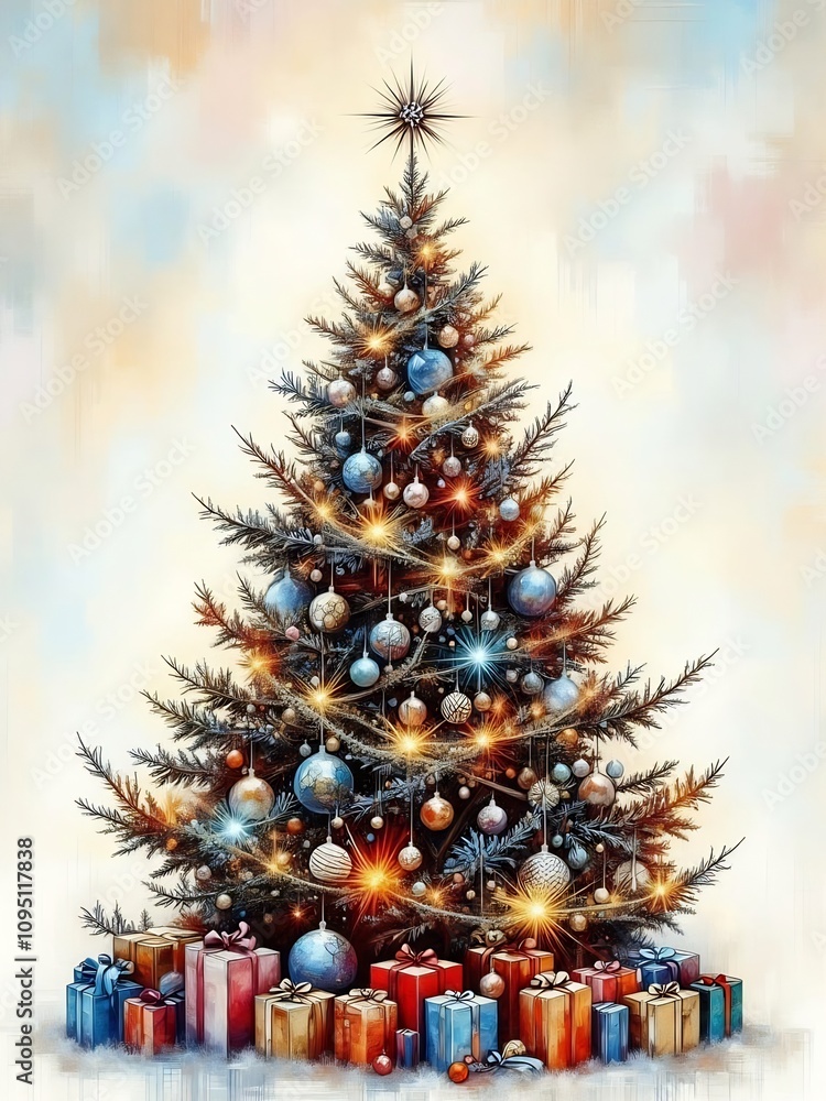 Christmas tree with bulbs and decorations, Christmas holidays, happy holidays, culture and religion, decorated Christmas tree Christmas tree with bulbs and decorations, Christmas holidays, happy holidays, culture and religion, decorated Christmas tree