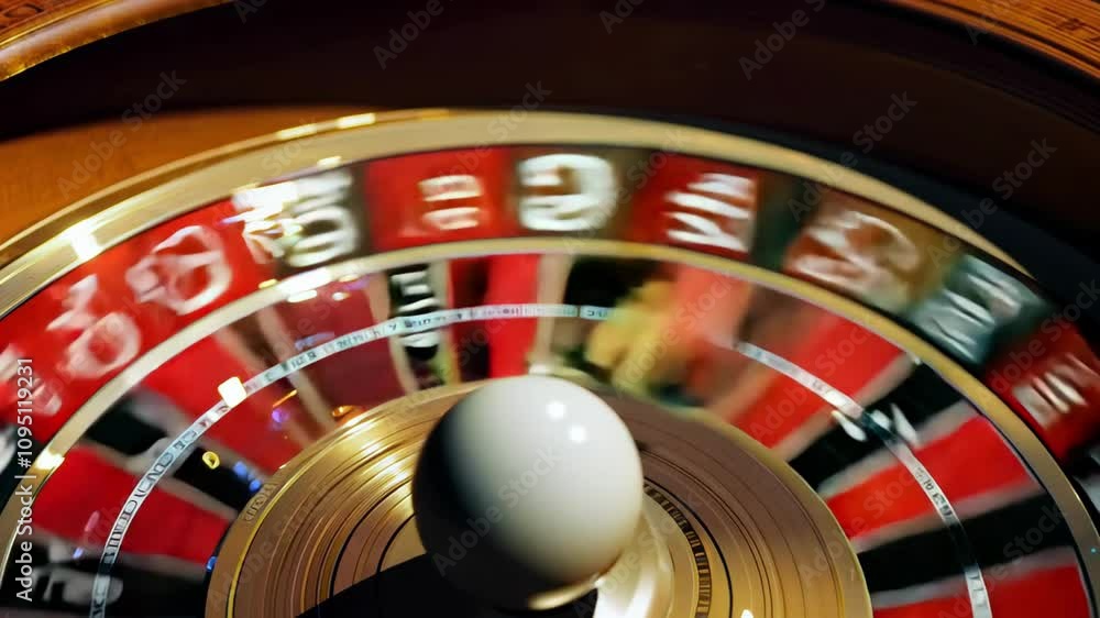 Close-Up of a Spinning Casino Roulette Wheel with Motion Blur. Concept of Gambling Excitement, Luck, Risk, addiction, and Casino Gaming Close-Up of a Spinning Casino Roulette Wheel with Motion Blur. Concept of Gambling Excitement, Luck, Risk, addiction, and Casino Gaming
