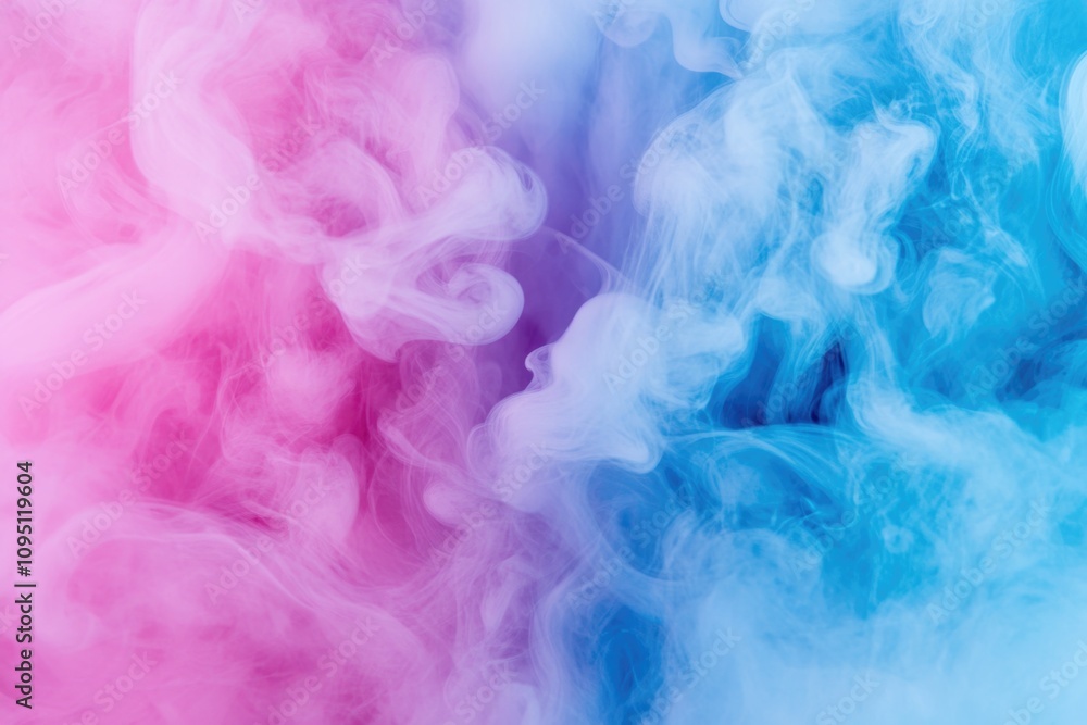 Fototapeta premium A close-up shot of swirling pink and blue smoke, suitable for use in illustrations or as a background element