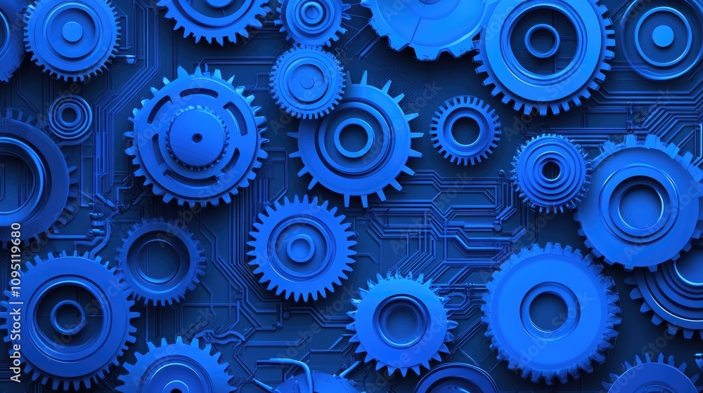 Blue Gears and Cogs Background Displaying Intricate Mechanical Design and Technology Pattern for Innovative Industry and Engineering Themes Blue Gears and Cogs Background Displaying Intricate Mechanical Design and Technology Pattern for Innovative Industry and Engineering Themes
