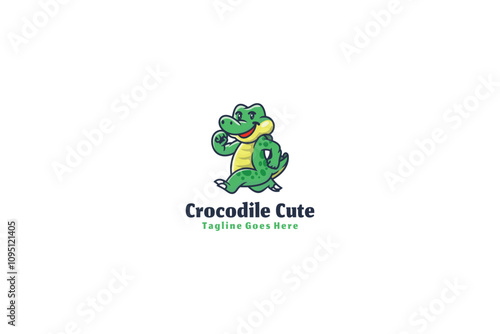 Croc Cute Design Concept Illustration Vector Template