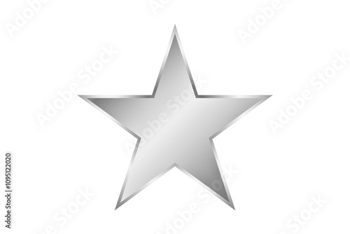 Shiny silver star icon isolated on transparent background
