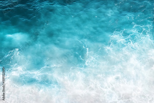  surface waves on the beach, Blue sea surface, water wave surface, blue water wave, top view 