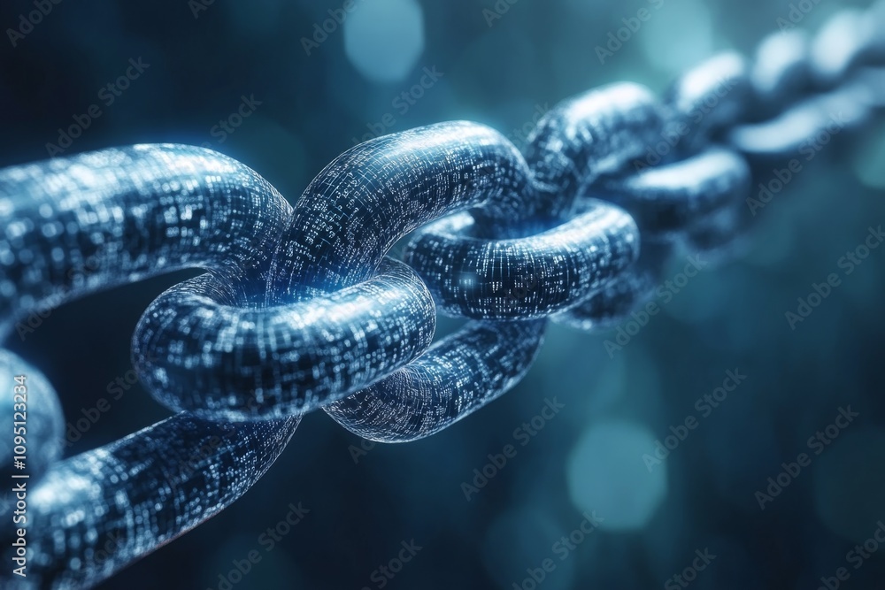 Digital Chain Link Secure Data Blockchain Technology Cyber Security Concept Digital Chain Link Secure Data Blockchain Technology Cyber Security Concept