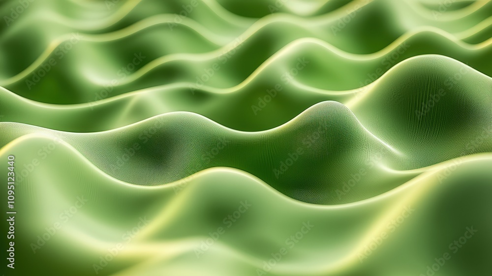 Obraz premium Abstract Green Wavy Background 3D Rendered Nature Inspired Design