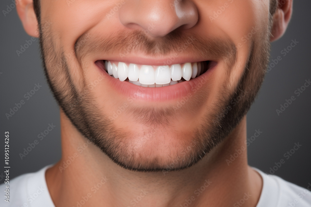 smile of man close-up white well-groomed teeth smile of man close-up white well-groomed teeth