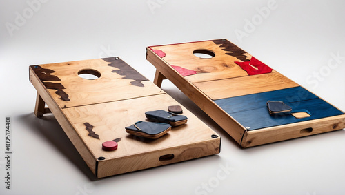Cornhole Set with Solid Wood Boards and Bags