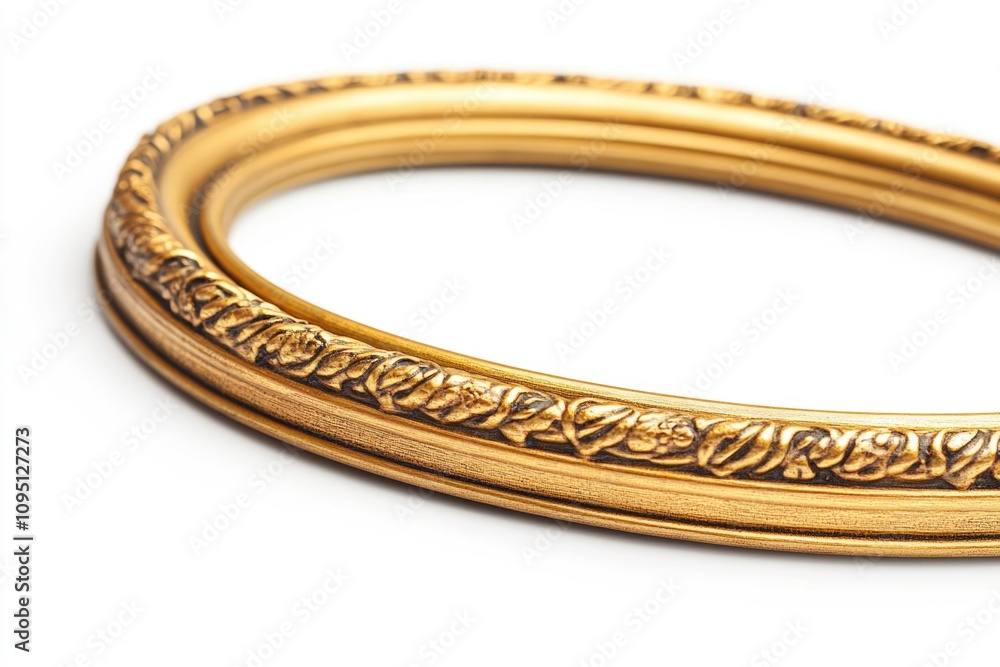 A close-up shot of a gold frame on a white surface, perfect for highlighting decorative items or framing personal photos A close-up shot of a gold frame on a white surface, perfect for highlighting decorative items or framing personal photos