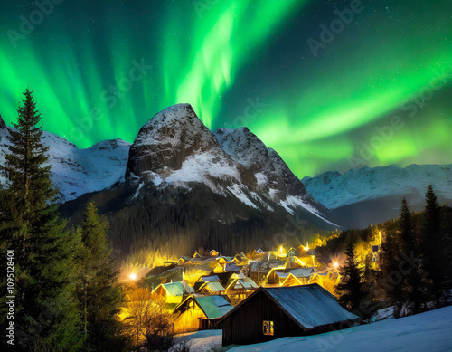 Northern Lights in a Snow-Covered Valley
