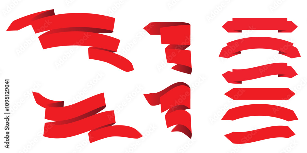 Set of simple different red ribbon labels. Vector illustration Set of simple different red ribbon labels. Vector illustration
