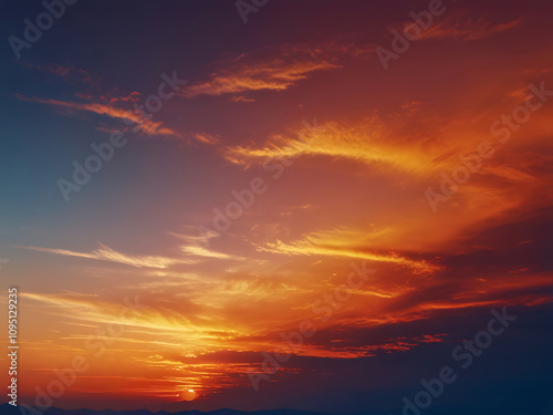 Beautiful evening sky, sunset imagedusk twilight light blue landscape sunrise summer