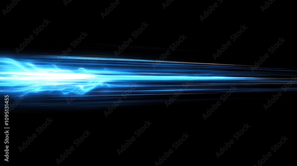 Abstract Blue Light Streaks Across Black Background Abstract Blue Light Streaks Across Black Background
