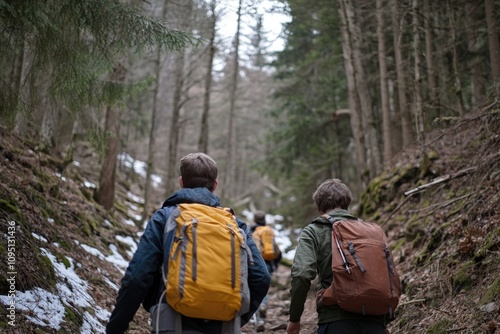 Wallpaper Mural Couple walking on trail in woods Torontodigital.ca