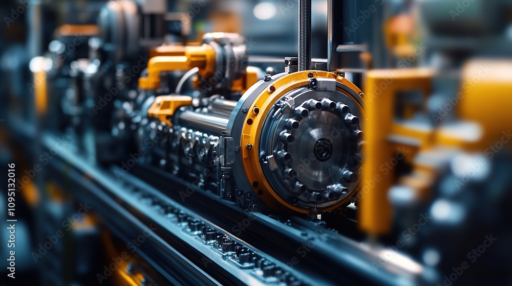 Close-up of industrial machinery with intricate components and vibrant colors. Close-up of industrial machinery with intricate components and vibrant colors.