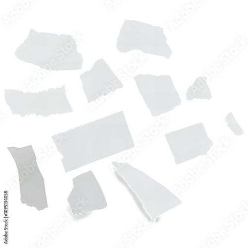 Wallpaper Mural Torn white paper pieces scattered creatively, ideal for design or craft projects. Torontodigital.ca