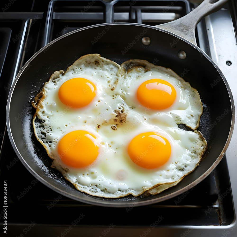 fried eggs in a pan