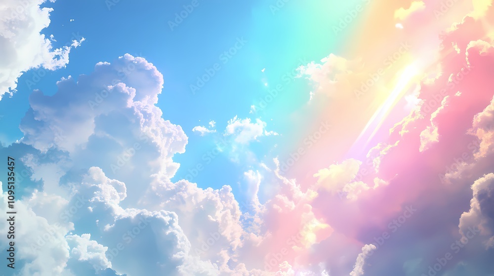 digital technology rainbow sky clouds illustration poster background digital technology rainbow sky clouds illustration poster background