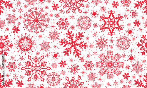 Vector seamless Christmas hand drown pattern with blue doodle snowflakes and stars on a transparent background