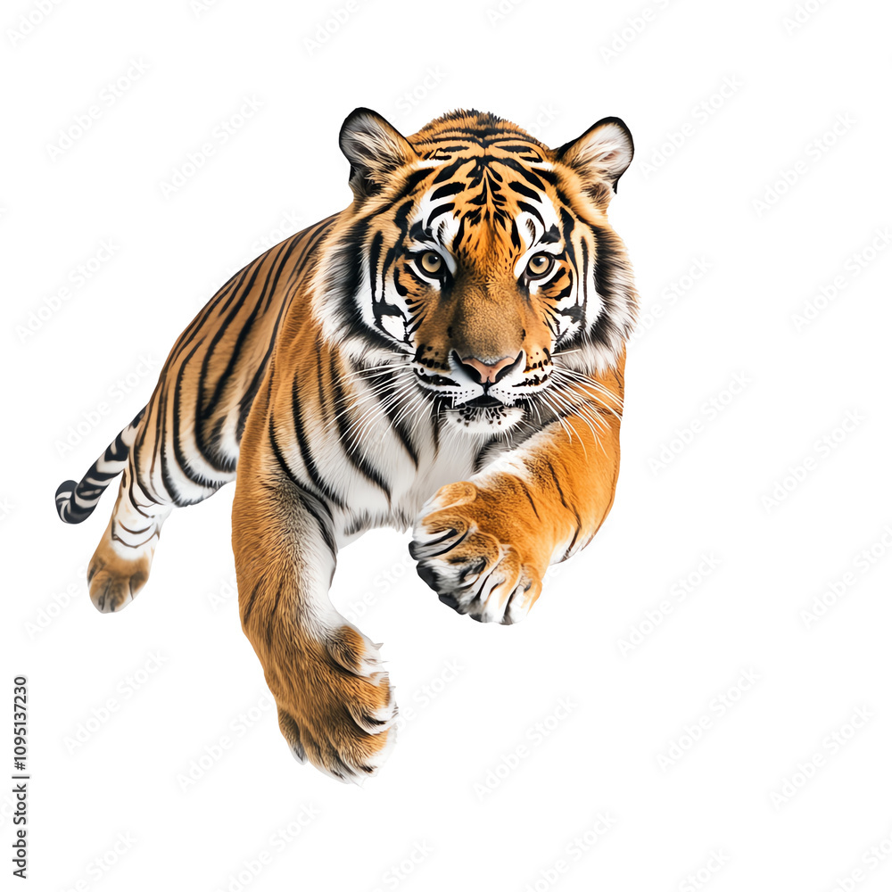 Fototapeta premium Tiger, white isolated background