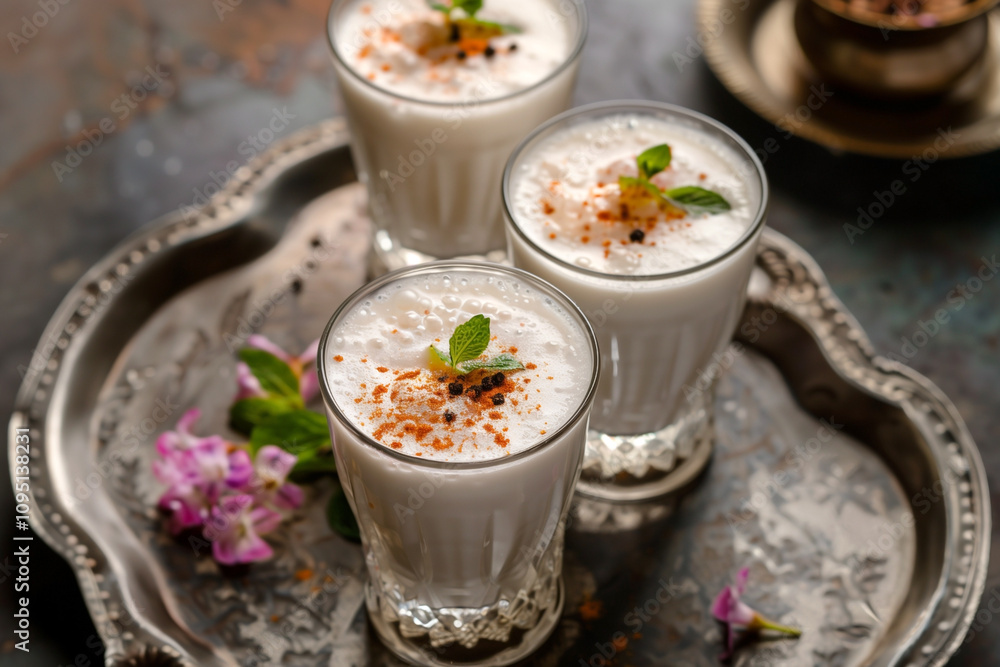 cinnamon milkshake in glasses, selective focus cinnamon milkshake in glasses, selective focus