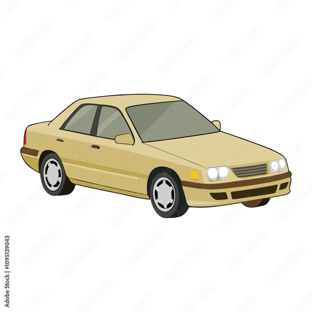 Obraz premium High Quality Sedan Car Vector Illustration Design on Clean White Background 