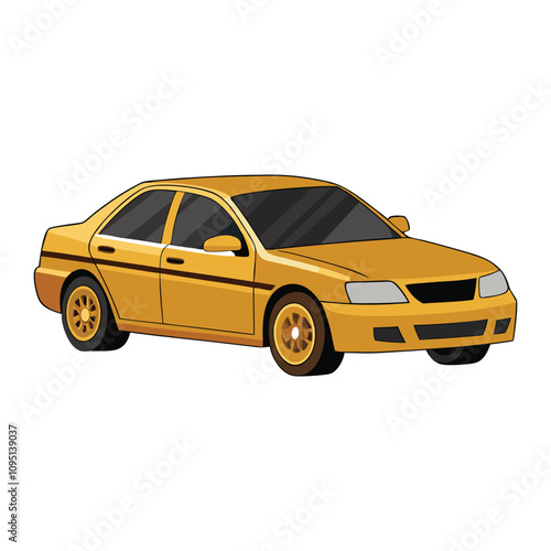 High Quality Sedan Car Vector Illustration Design on Clean White Background 