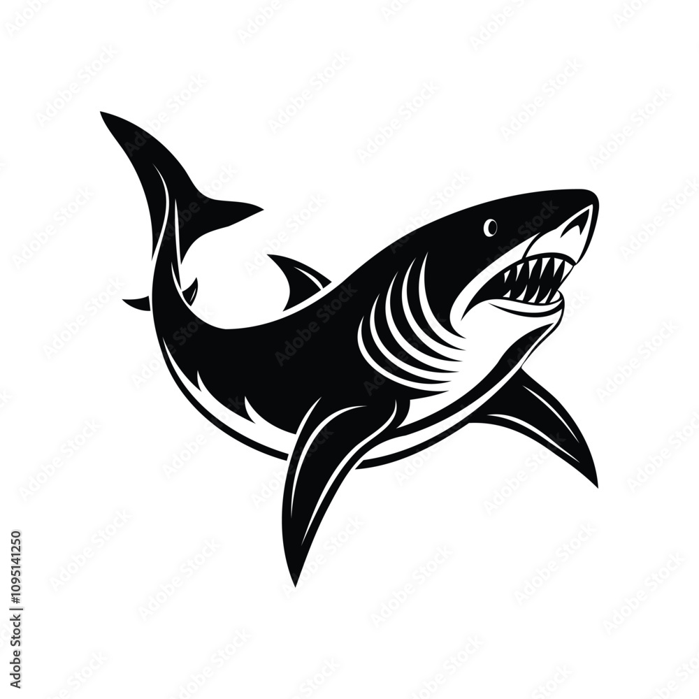 Fototapeta premium Shark Silhouette Vector Illustration Art for Ocean and Marine Design