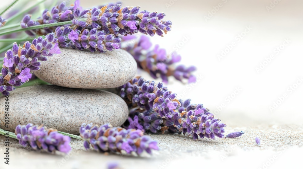 Serene Lavender Stones Spa Wellness Relaxation Image Serene Lavender Stones Spa Wellness Relaxation Image