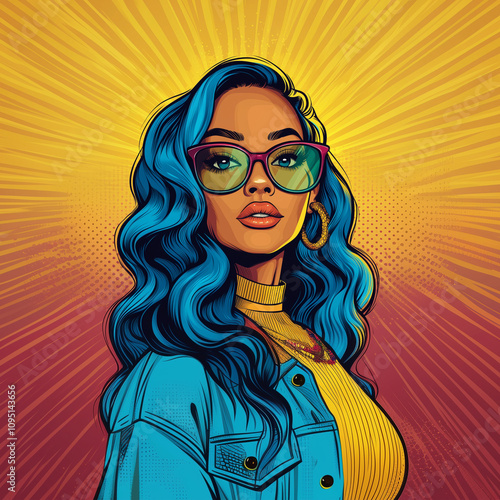 A pop art inspired avatar with bold colors, comic-book-style shading, and a playful expression generative AI